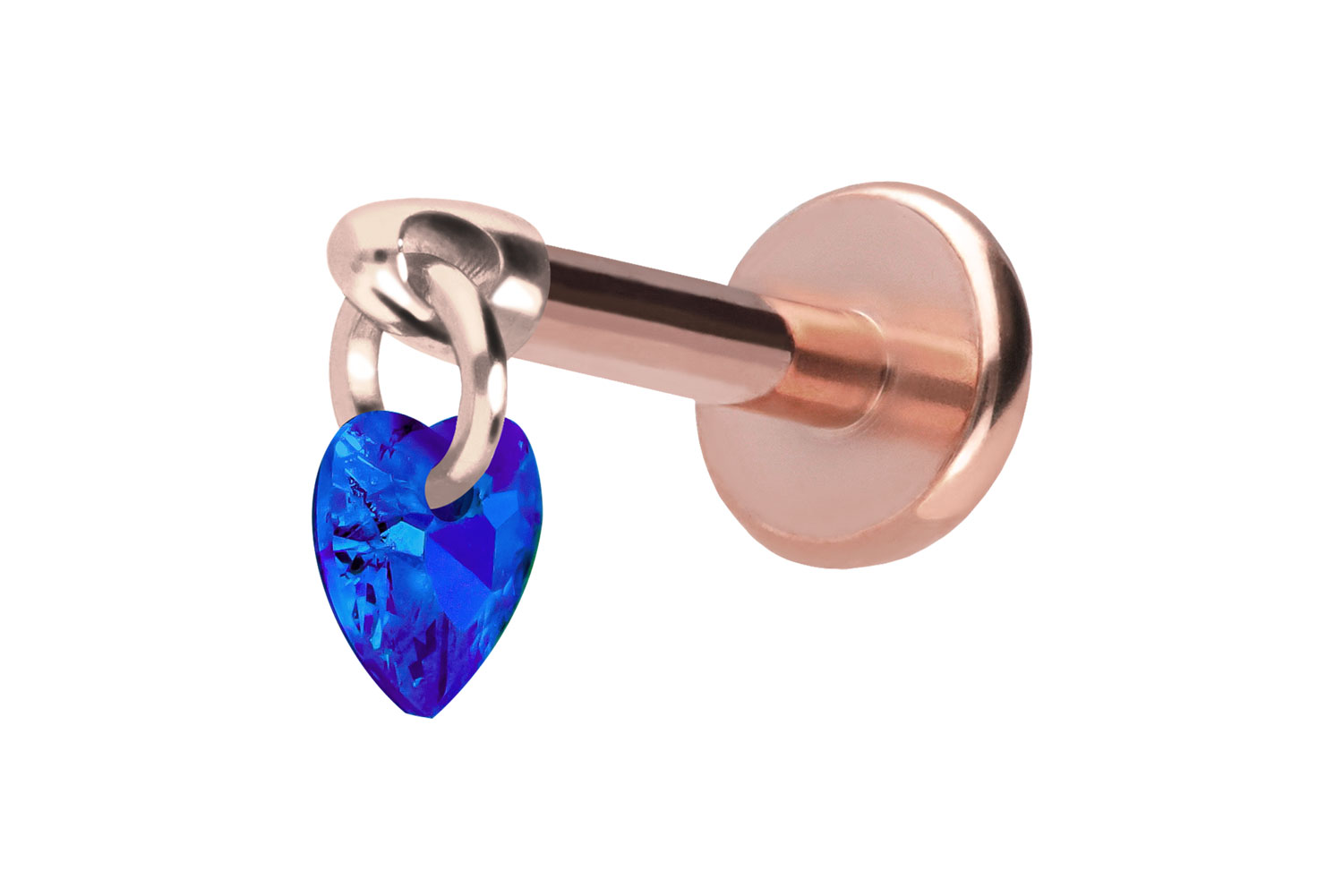 Titan Labret Piercing mit Push Fit KRISTALLHERZ